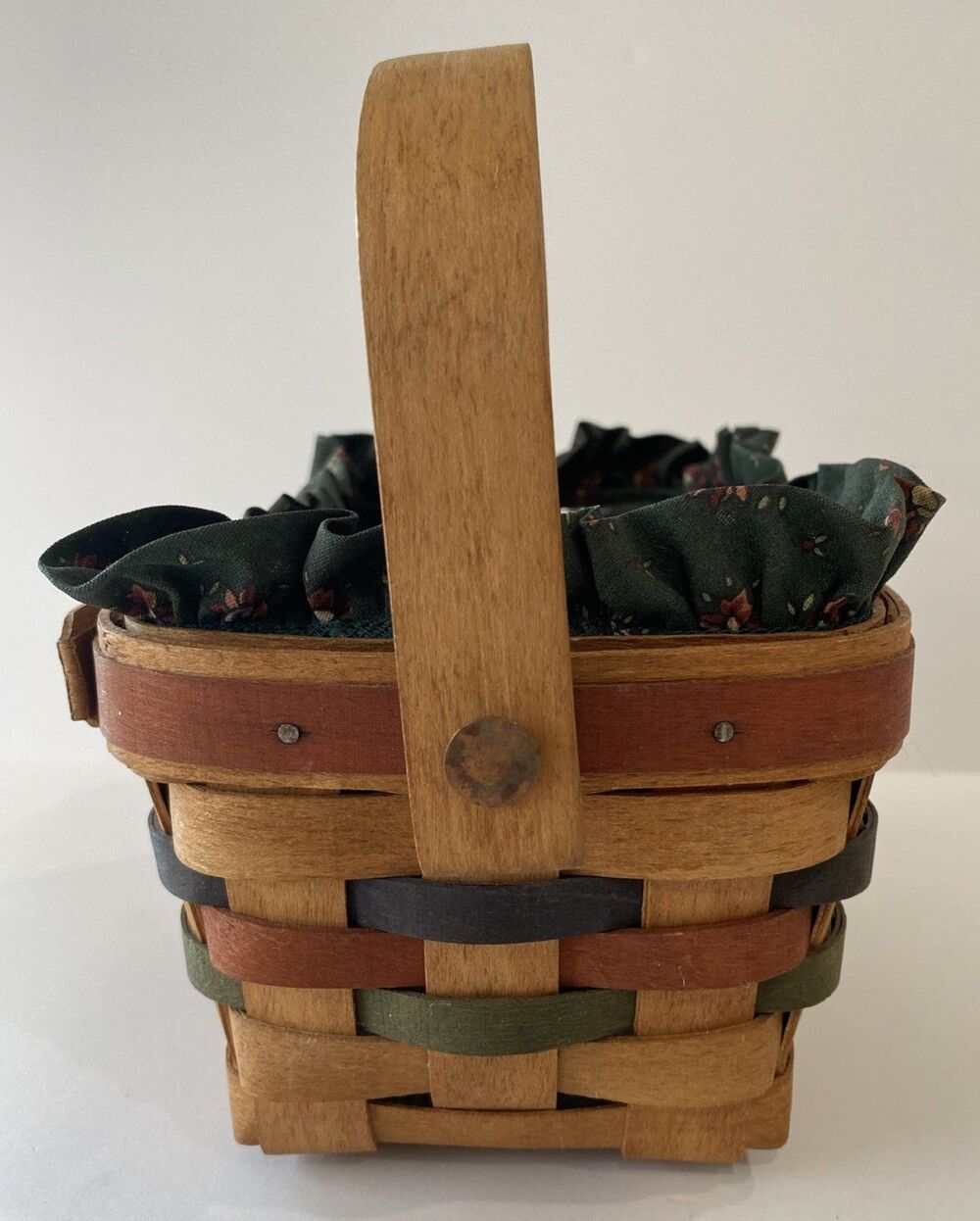 Longaberger Basket 1991 Shades of Autumn Acorn Liner Protector Swing Handle - Picture 8 of 13